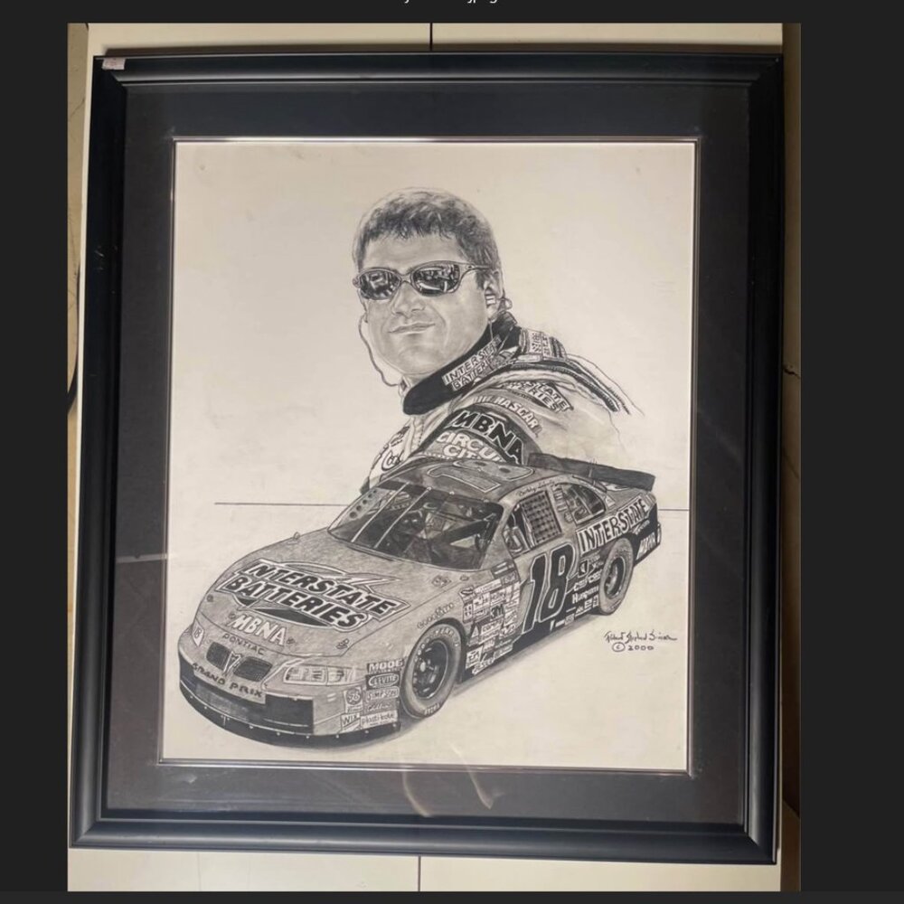Bobby Labonte original charcoal drawing by Robert Stephen Simon 2000 (29x25)